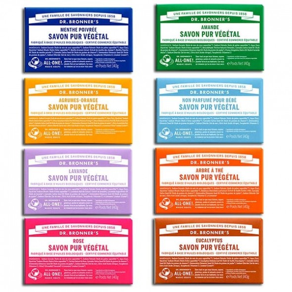 Collection de savons naturels Dr Bronner