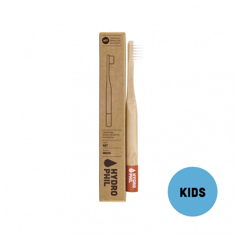 Brosse à dents pour enfant durable en bambou - Rouge