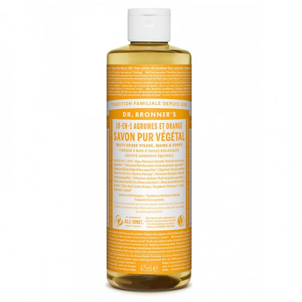 Savon Liquide Naturel Agrumes Orange 473ml - Dr Bronner