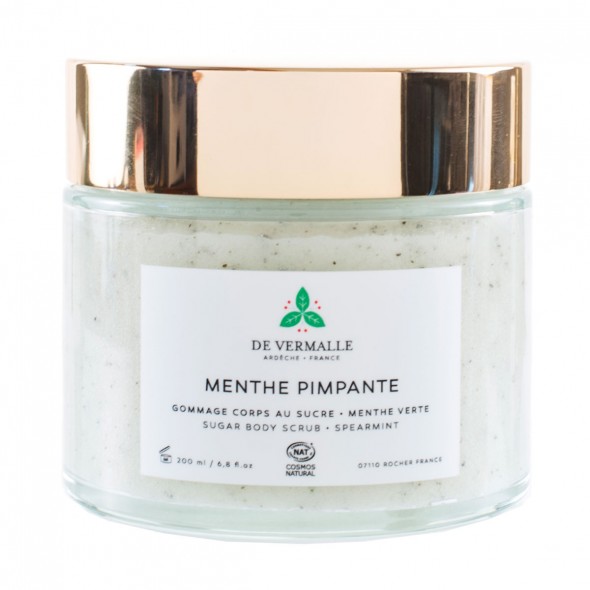 Gommage corps De Vermalle rafraîchissant au sucre et aux huiles végétales à la menthe Menthe Pimpante