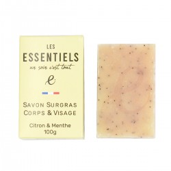 savon mains exfoliant et hydratant contre les odeurs au citron, à la menthe et aux huiles végétales