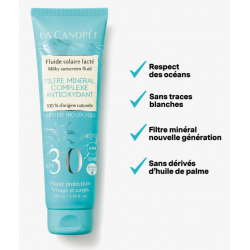 Fluide Solaire Lacté SPF30 La Canopée protection minérale naturelle visage et corps